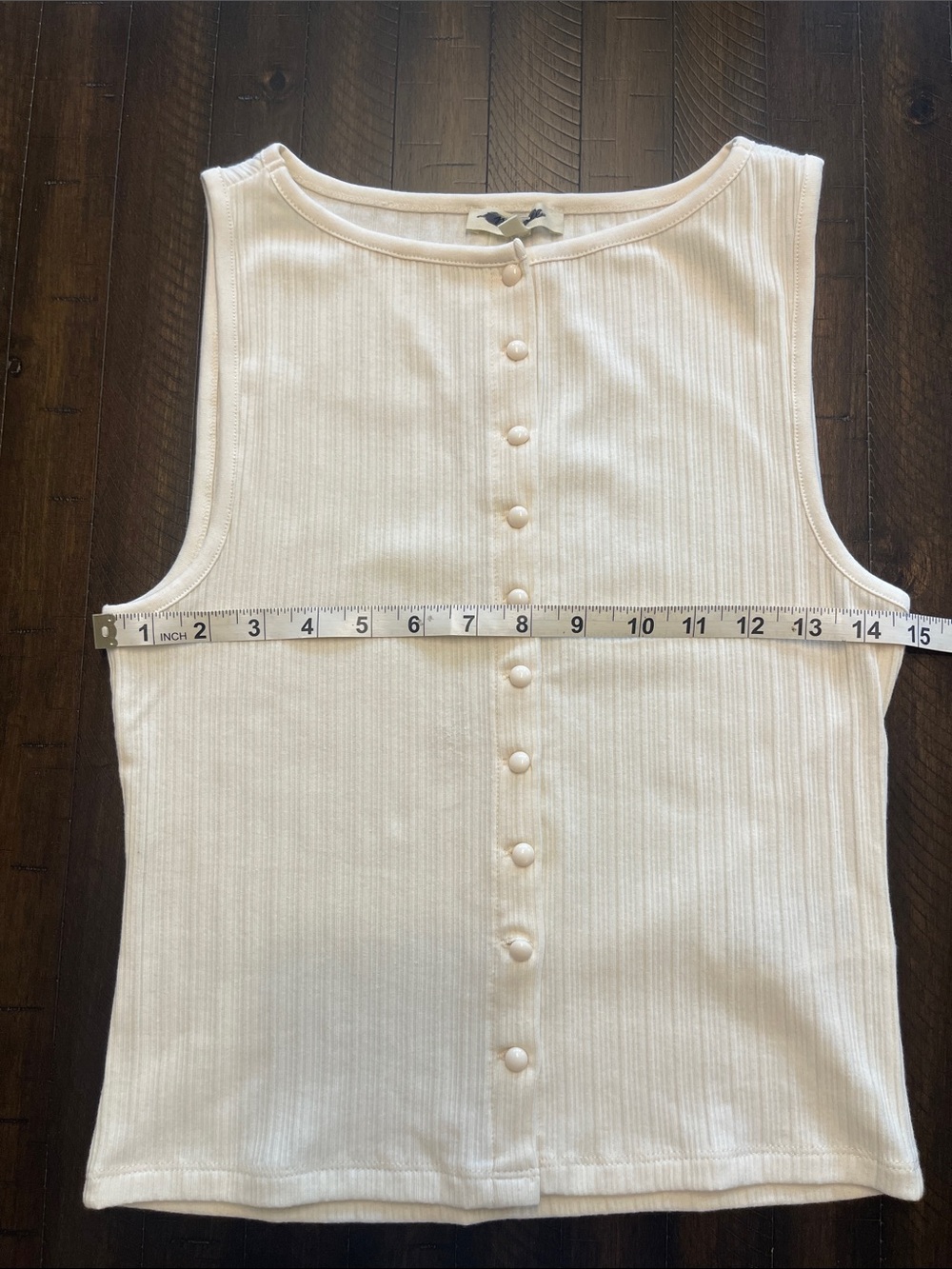 Madewell Ivory Ribbed Button-Tank - Picture 3 of 9